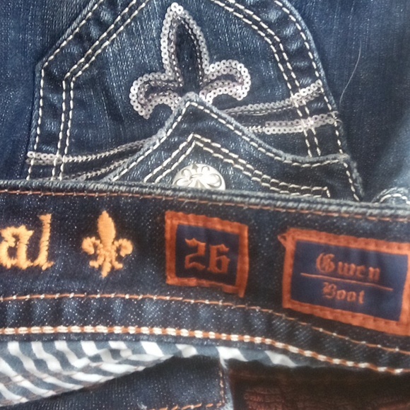 Rock Revival Women's 26 Gwen Bootcut Flap Pockets Shimmer Distressed NWOT - Picture 7 of 13